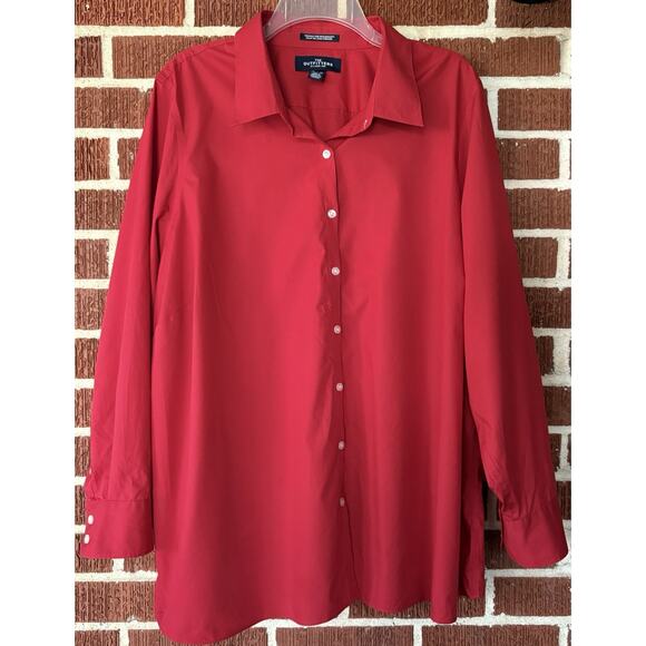 Lands’ End Red Wrinkle Free Broadcloth Button Down Blouse Size 26W - Picture 1 of 3
